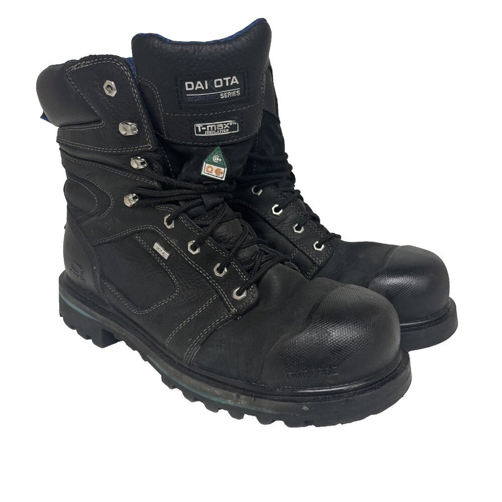DAKOTA Men's 557 8" Steel Toe HD3 Vibram Work Boots Black Size 13M